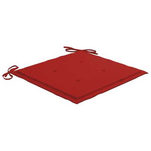Chaises De Jardin Lot De 2 Et Coussins Rouge Bois Teck Massif