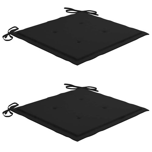 Chaises De Jardin Lot De 2 Et Coussins Noir Bois De Teck Massif