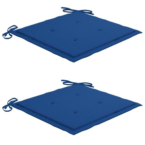 Chaises De Jardin 2 PCs Avec Coussins Bleu Royal Teck Massif
