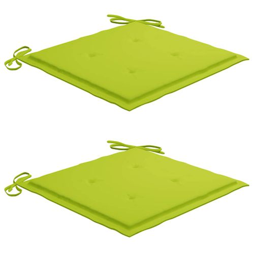Chaises De Jardin Lot De 2 Avec Coussins Vert Vif Teck Massif