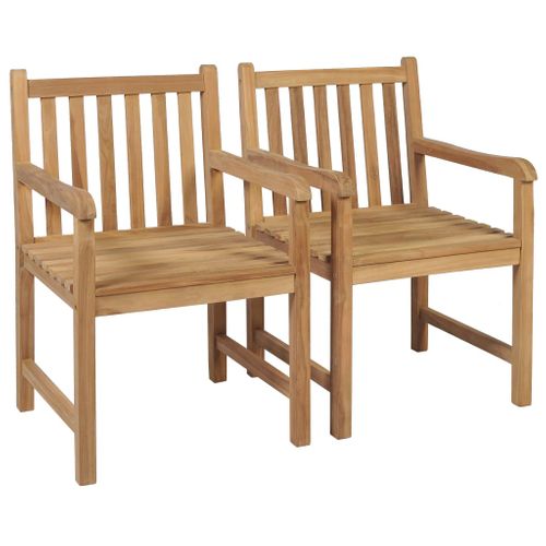 Chaises De Jardin Lot De 2 Et Coussins Noir Bois De Teck Massif