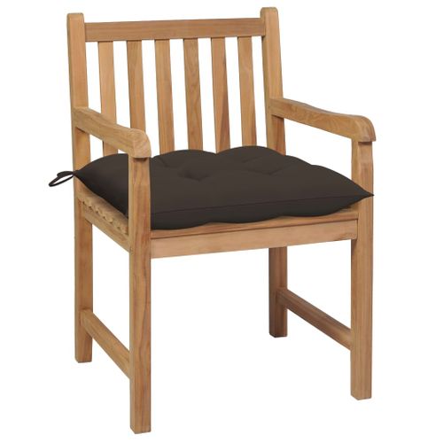 Chaises De Jardin Lot De 2 Et Coussins Taupe Bois Teck Massif