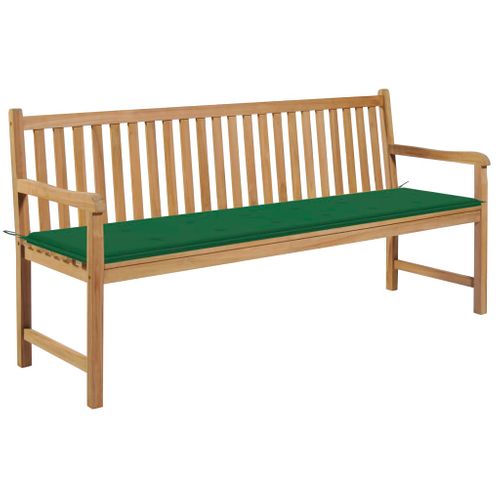 Banc De Jardin Avec Coussin Vert 175 Cm Bois De Teck Massif
