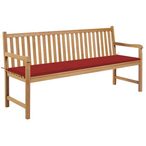 Banc De Jardin Avec Coussin Rouge 175 Cm Bois De Teck Massif