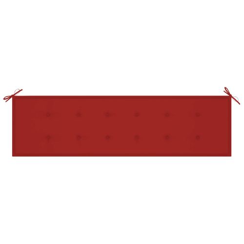 Banc De Jardin Avec Coussin Rouge 175 Cm Bois De Teck Massif