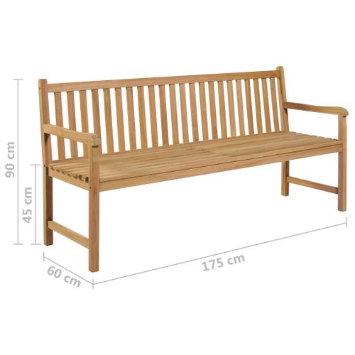 Banc De Jardin Avec Coussin Bordeaux 175 Cm Bois De Teck Massif