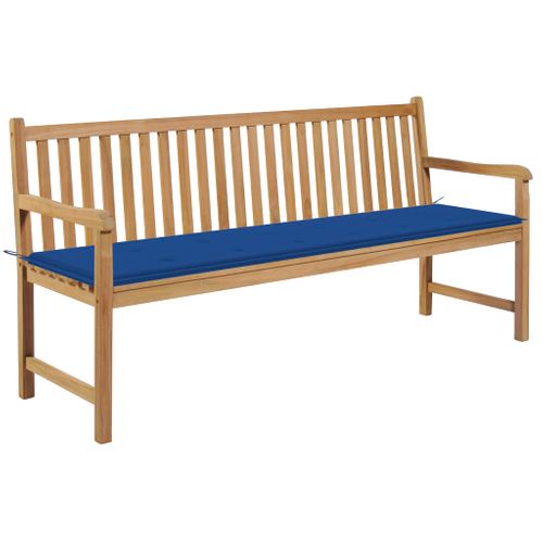 Banc De Jardin Avec Coussin Bleu Royal 175 Cm Teck Massif