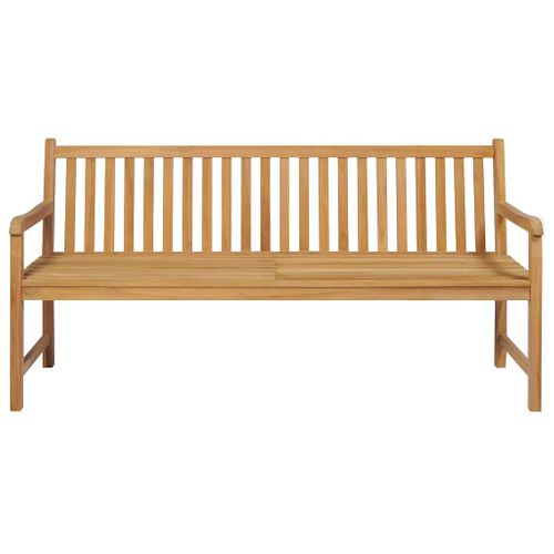 Banc De Jardin Avec Coussin à Carreaux Gris 175 Cm Teck Massif