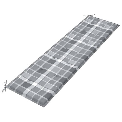 Banc De Jardin Avec Coussin à Carreaux Gris 175 Cm Teck Massif