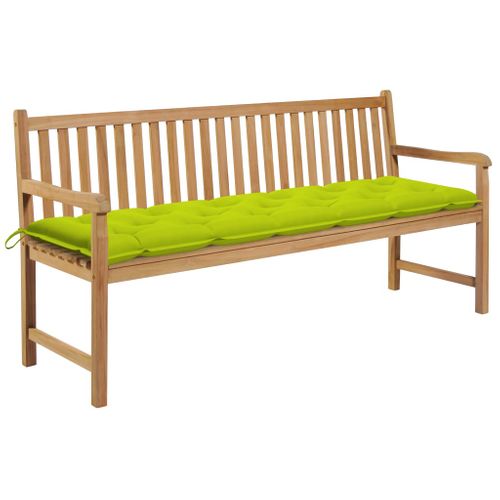 Banc De Jardin Avec Coussin Vert Vif 175 Cm Bois De Teck Massif