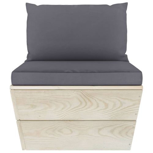 Canapé Palette À 3 Places De Jardin Avec Coussins Bois D'épicéa