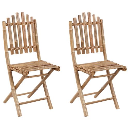 Chaises Pliables De Jardin Lot De 2 Avec Coussins Bambou