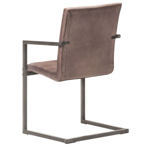 Chaises À Manger Cantilever Lot De 6 Marron Cuir Véritable