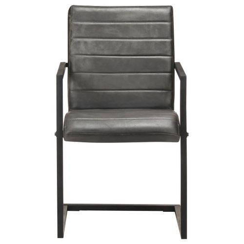 Chaises De Salle À Manger Cantilever 4 PCs Gris Cuir Véritable