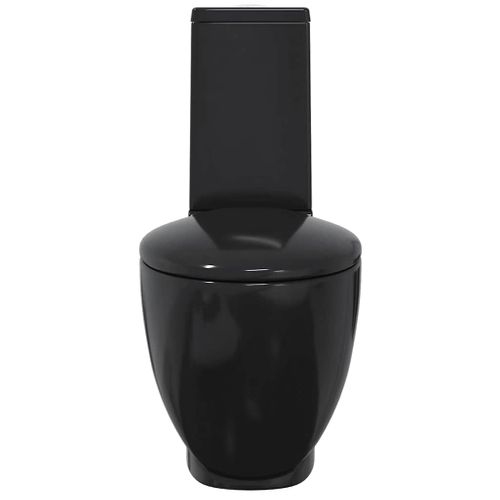 Toilette En Céramique Ronde Écoulement D'eau Au Fond Noir