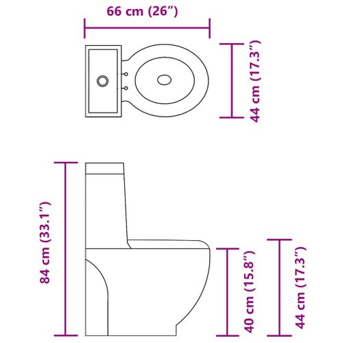 Toilette En Céramique Ronde Écoulement D'eau Au Fond Noir