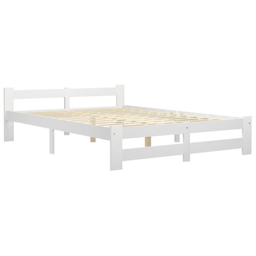 Cadre De Lit Sans Matelas Blanc Bois De Pin Massif 120x200 Cm