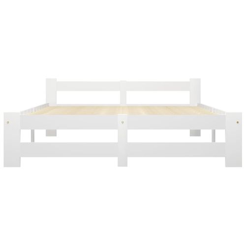 Cadre De Lit Sans Matelas Blanc Bois De Pin Massif 120x200 Cm