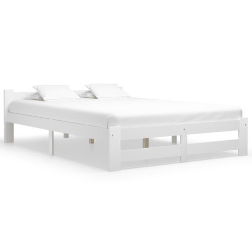 Cadre De Lit Sans Matelas Blanc Bois De Pin Massif 120x200 Cm