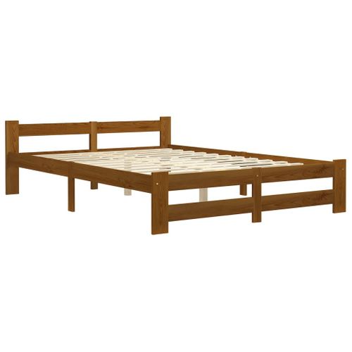 Cadre De Lit Sans Matelas Marron Miel Pin Massif 120x200 Cm
