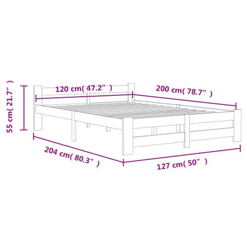 Cadre De Lit Sans Matelas Marron Miel Pin Massif 120x200 Cm