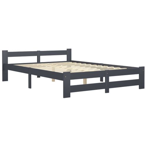 Cadre De Lit Sans Matelas Gris Foncé Pin Massif 120x200 Cm
