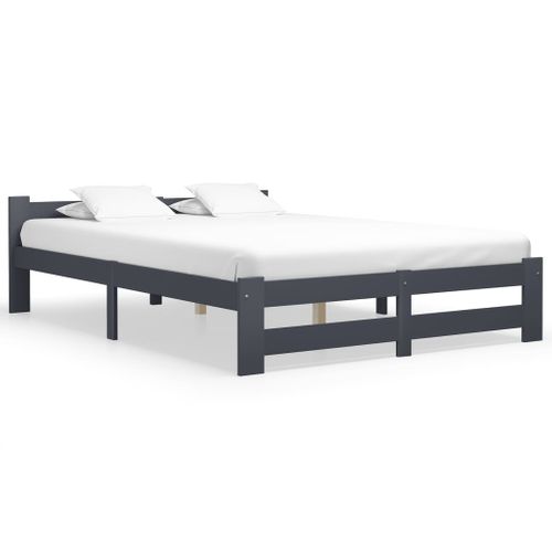 Cadre De Lit Sans Matelas Gris Foncé Pin Massif 120x200 Cm