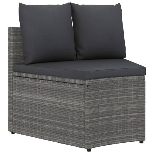 Salon De Jardin 6 PCs Avec Coussins Résine Tressée Gris