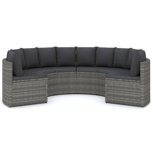 Salon De Jardin 6 PCs Avec Coussins Résine Tressée Gris