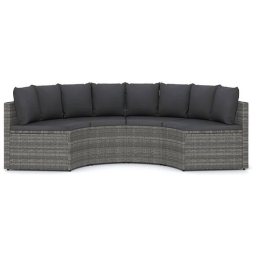 Salon De Jardin 4 PCs Avec Coussins Résine Tressée Gris