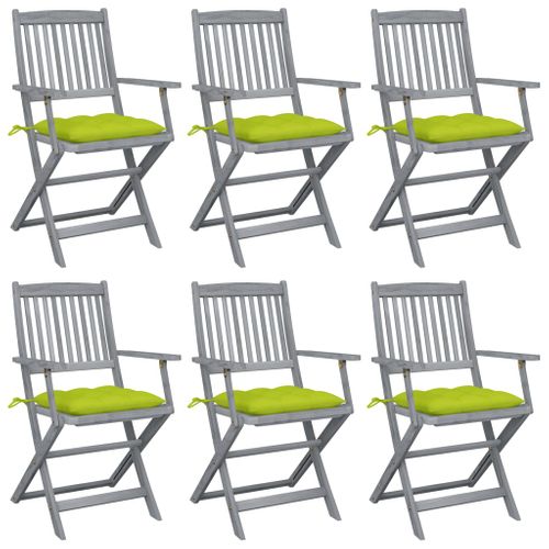 Chaises Pliables D'extérieur 6 PCs Avec Coussins Bois D'acacia
