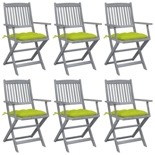 Chaises Pliables D'extérieur 6 PCs Avec Coussins Bois D'acacia