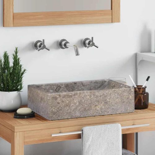 Lavabo 45x30x12 Cm Marbre Gris Brillant