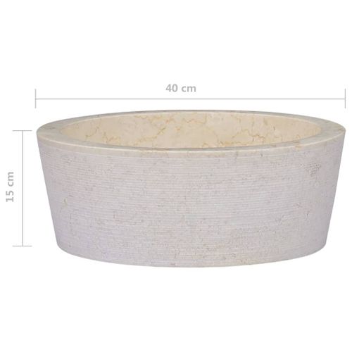 Lavabo Crème Ø40x15 Cm Marbre