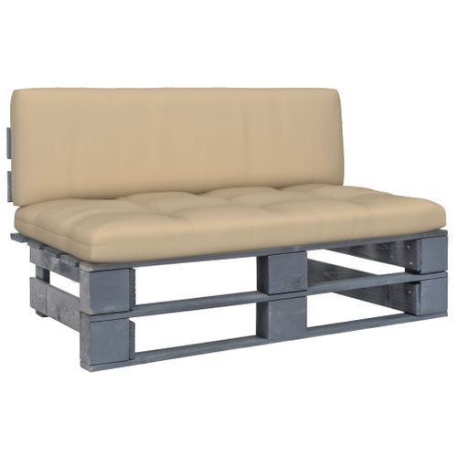 Canapé Central Palette De Jardin Gris Bois De Pin Imprégné