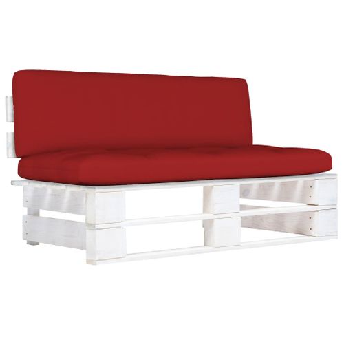 Canapé Central Palette De Jardin Blanc Bois De Pin Imprégné