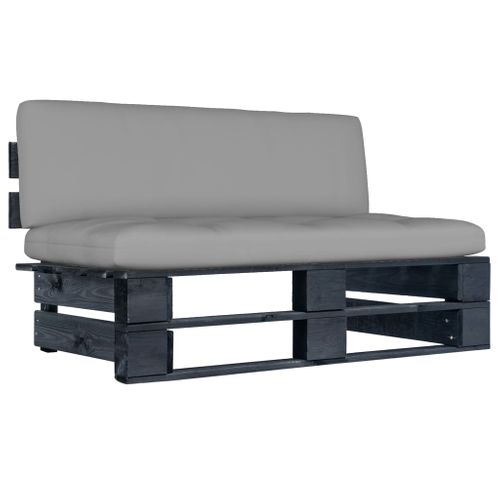 Canapé Central Palette De Jardin Noir Bois De Pin Imprégné