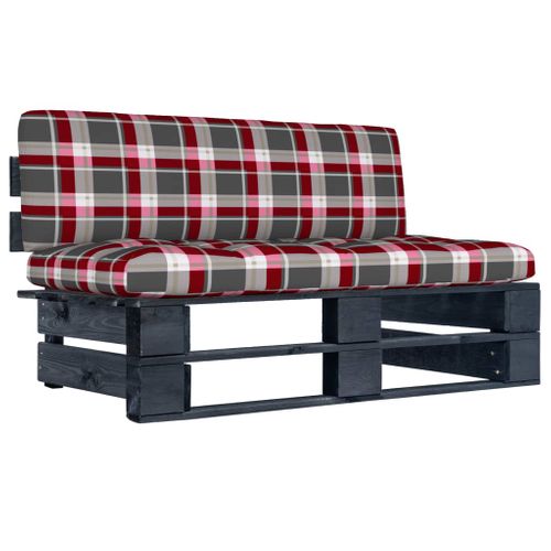 Canapé Central Palette De Jardin Noir Bois De Pin Imprégné