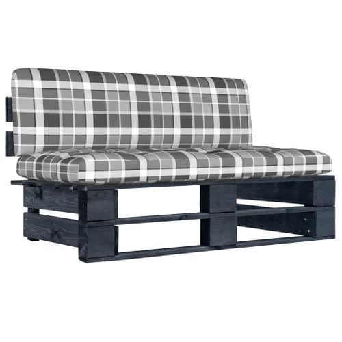 Canapé Central Palette De Jardin Noir Bois De Pin Imprégné