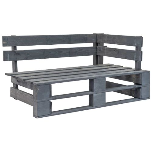 Canapé D'angle Palette De Jardin Gris Bois De Pin Imprégné
