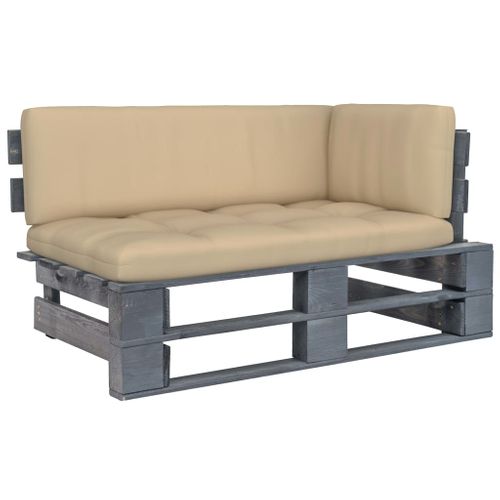 Canapé D'angle Palette De Jardin Gris Bois De Pin Imprégné