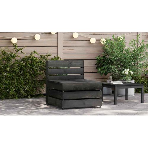 Canapé Central Palette De Jardin Gris Bois De Pin Imprégné