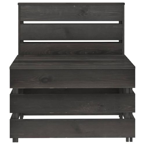 Canapé Central Palette De Jardin Gris Bois De Pin Imprégné