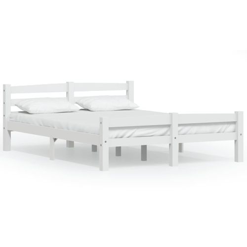 Cadre De Lit Sans Matelas Blanc Bois De Pin Massif 120x200 Cm