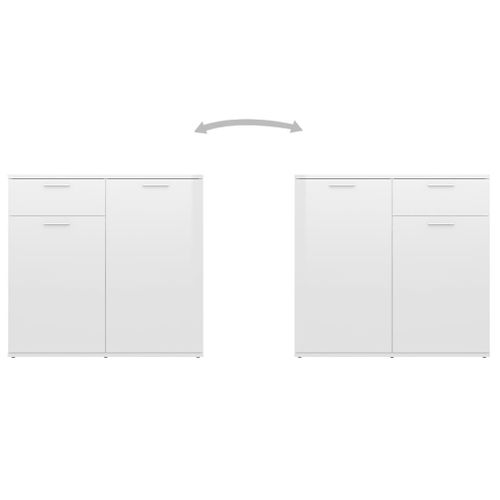 Buffet Blanc Brillant 80x36x75 Cm Bois Contreplaqué