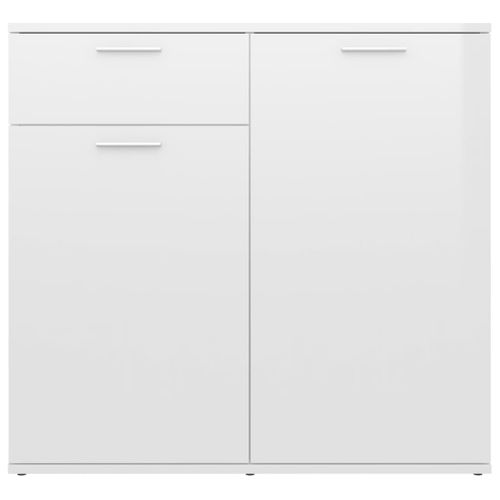 Buffet Blanc Brillant 80x36x75 Cm Bois Contreplaqué