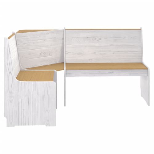 Banc D'angle Reine 151 Cm Marron Miel Et Blanc Bois Pin Solide