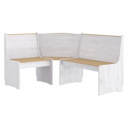 Banc D'angle Reine 151 Cm Marron Miel Et Blanc Bois Pin Solide
