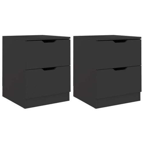 Tables De Chevet 2 Pièces Noir 40x40x50 Cm Bois Contreplaqué