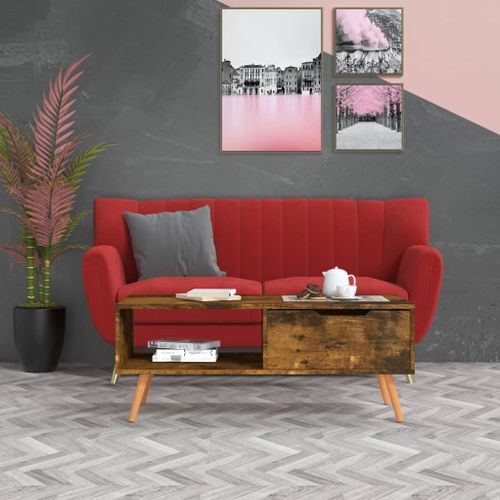 Table Basse Chêne Fumé 100x49,5x43 Cm Bois Contreplaqué